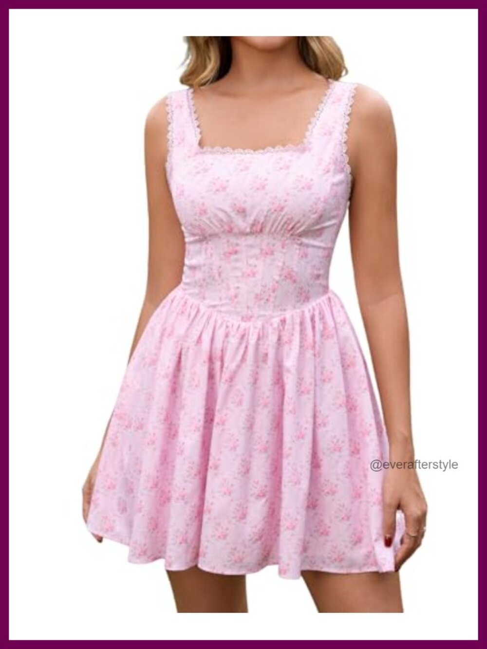 Women's Graduation Corset Mini Dress Floral Flowy A Line Square Neck Lace